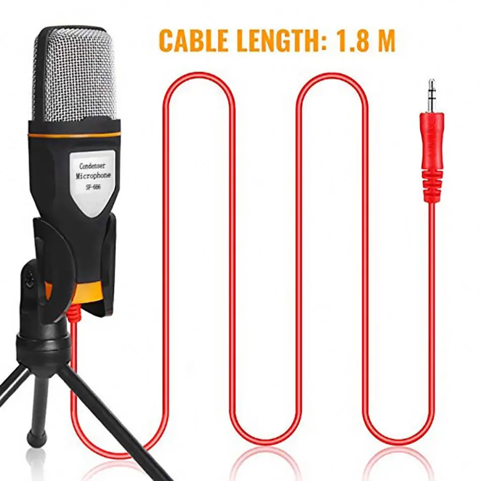Condenser Microphone for Computer 3.5mm Cable Stereo Microphone for Podcast Singing Recording Mic With Desktop Tripod for Phone