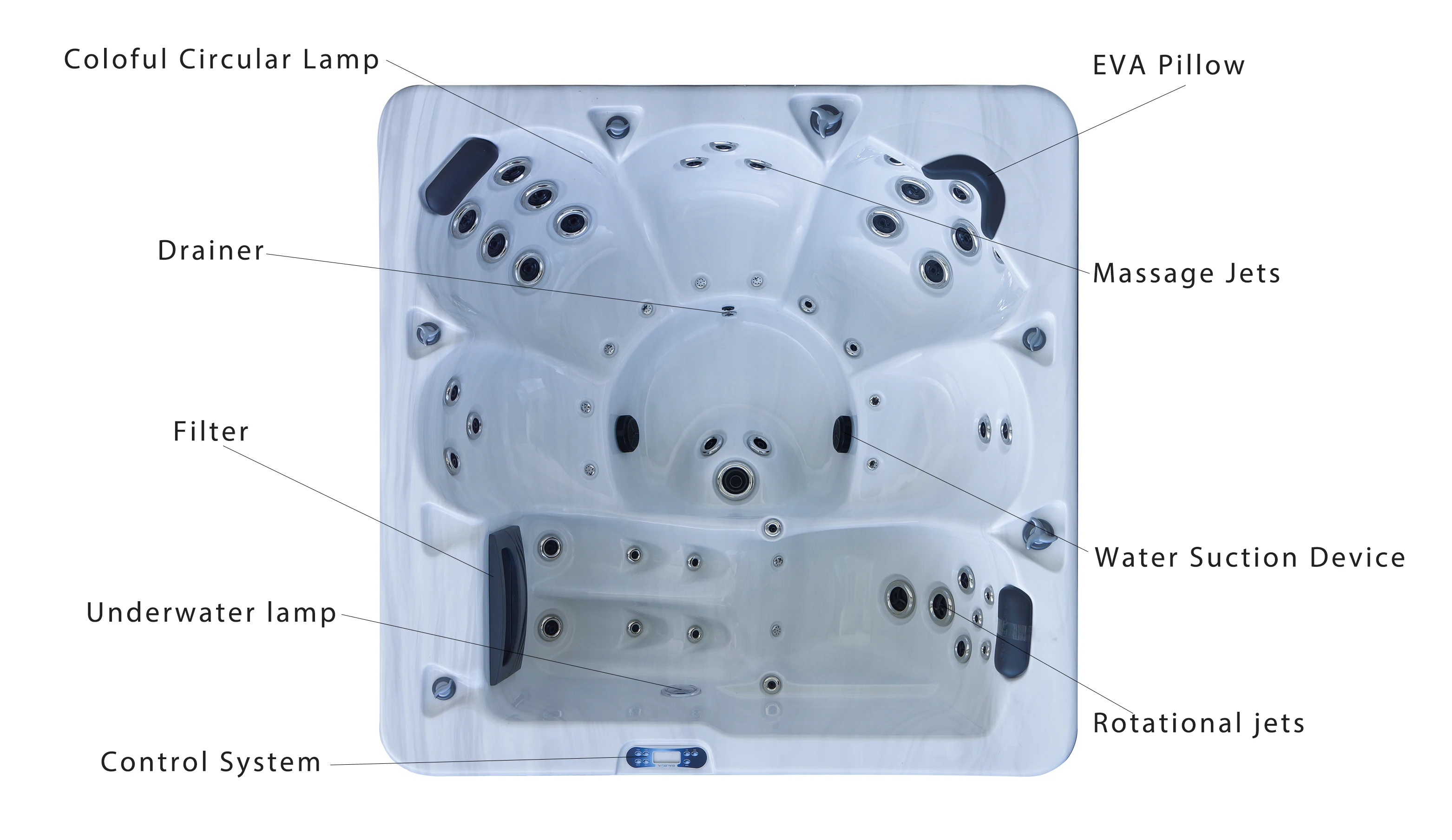 M-350D Whirlpool Outdoor Spa Hot Tub with Jacuzzier Balboa Spa 6 Person Bathtub