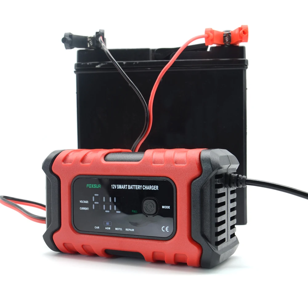 Car Battery Charger Full Auto 12V 6A Pulse Repair LCD Display Smart Fast Charge AGM Deep cycle GEL Lead-Acid Charger