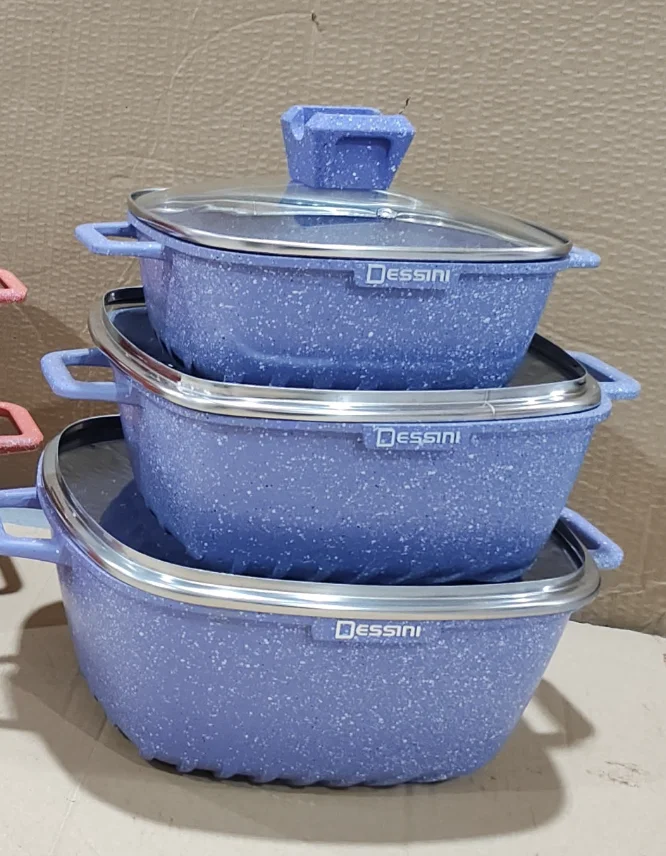 Hot Selling 6pcs set 20/24/28cm Cooking Pot Set  Cookware Granite Cartoon Cookware Set Stainless Steel
