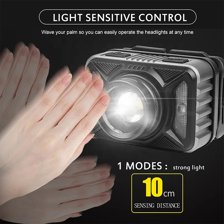 XHP50 Aluminum Alloy USB Rechargeable Multi-function Sensor Headlamp