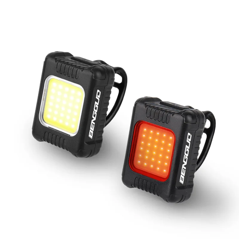 Bike Front Lights Rear Lamp Type-C USB Rechargeable 130/80LM 150mAh Waterproof COB LED Warning Cycling Light Cycling Accessories