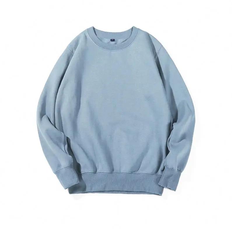 White 100% cotton 300g hemp cotton large terry crew neck sweater hoodies and sweatshirt