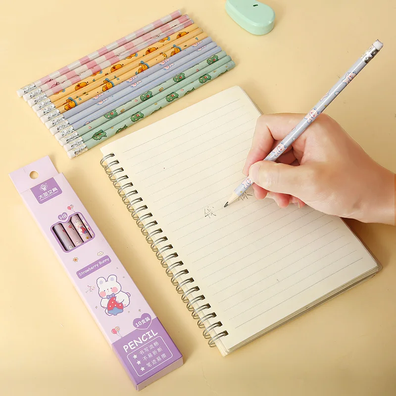 Stationery Manufacturer Export Cartoon Standard Pencils Set Gifts for Kids Students Wooden Pencils Wood