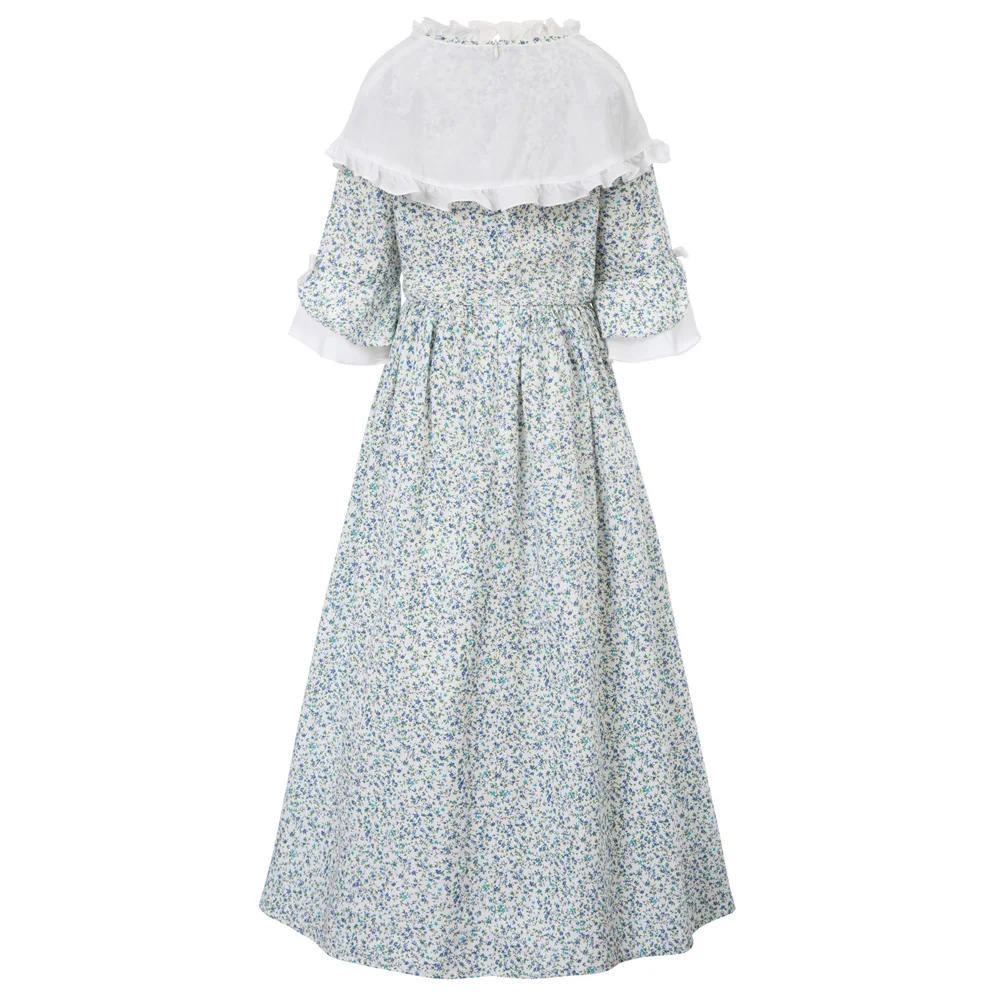 SLA02019 3pcs Set Cotton Dress+Shrug+Hat Children Kids Girls Colonial Costumes
