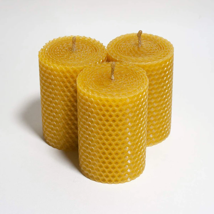 Wholesale 100% pure Natural Beeswax Honeycomb Hand-rolled Pillar Candle
