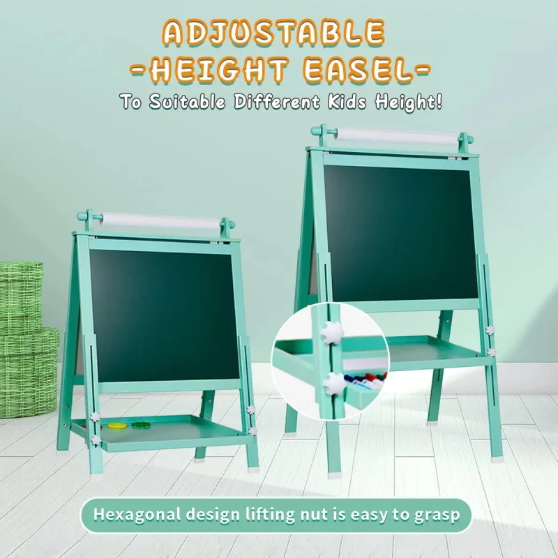 Wooden Adjustable Double Sided Drawing Board Whiteboard & Chalkboard Dry Erase Board  drawing