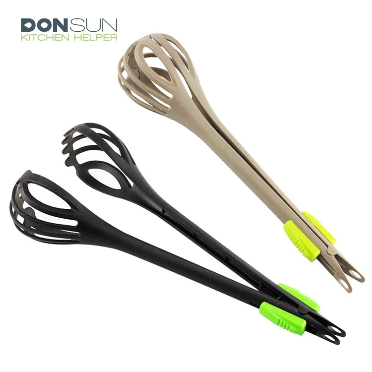 11 inch Nylon Egg Whisk 2 in 1 Egg Beater Kitchen Whisk Food Tongs