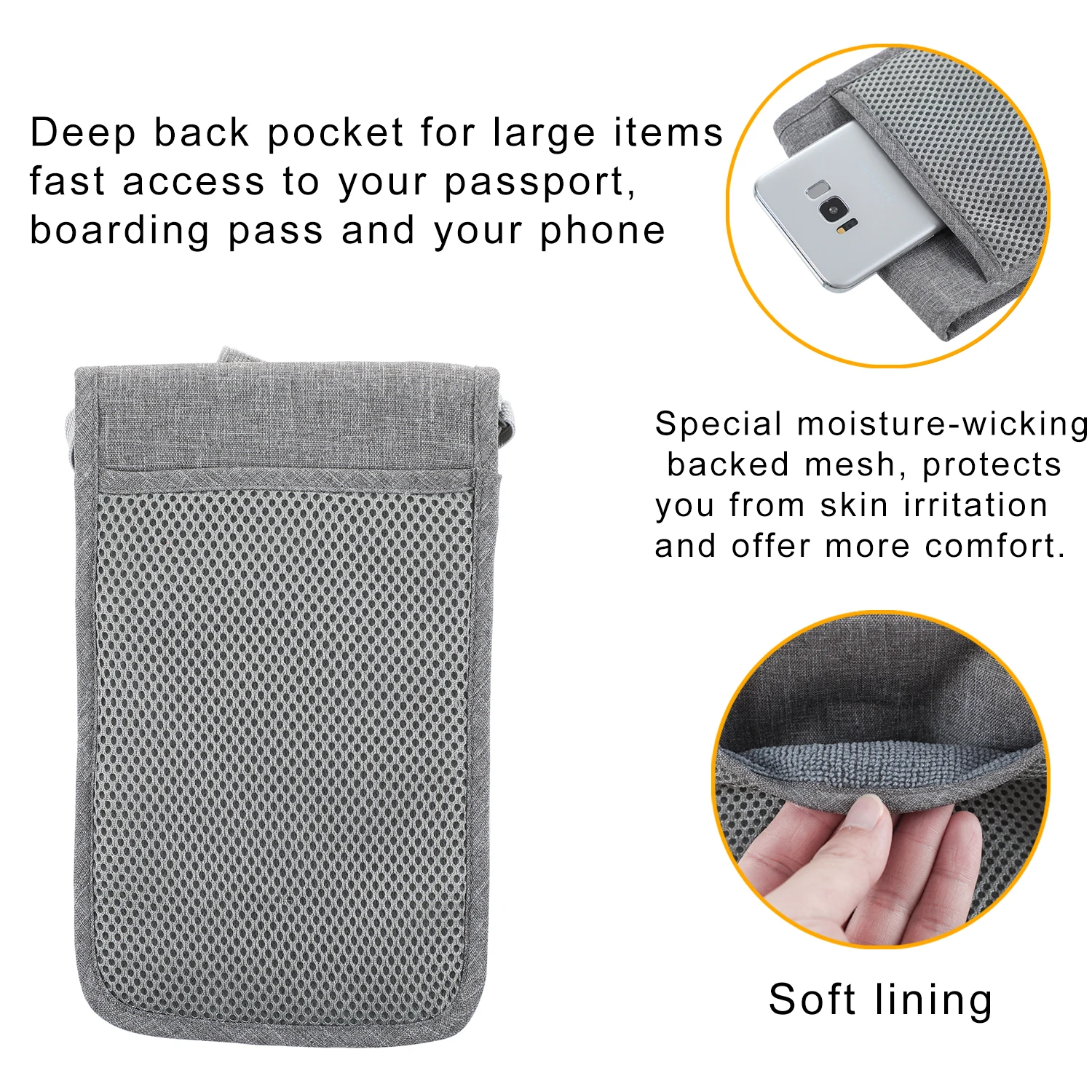 Silim RFID Blocking Travel Passport Wallet Neck Pouch Case with Coin Pocket for Men Women