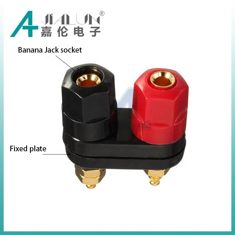 JIALUN Gold Plated Brass Binding Terminal Dual 2-Way M5 Binding Post Power Amplifier