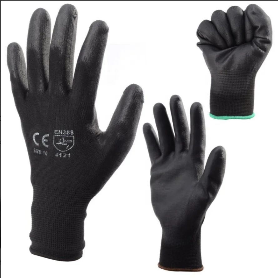 PU Coated Glove With Polyester/Nylon Shell In 13G Safety Gloves 2023