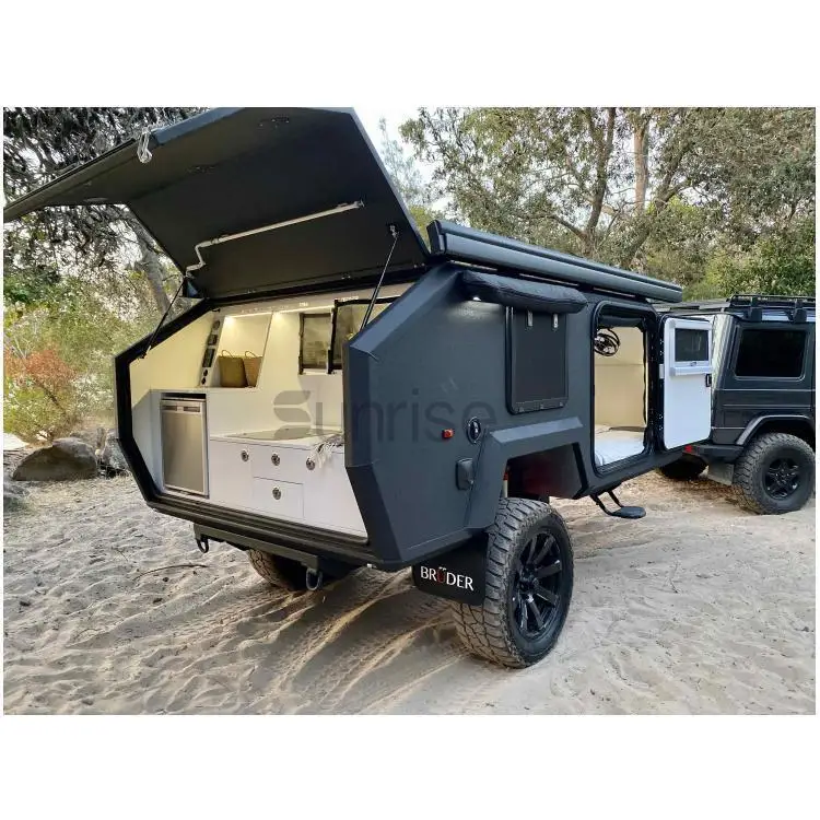 Factory Custom Mini Tourist Pop up Camper Teardrop, Wholesale Fashion Sleeper Travel Trailer Teardrop Camper Mini Caravan