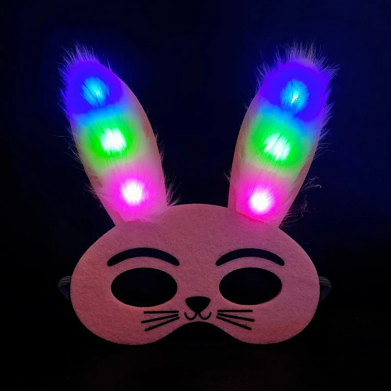 Factory Wholesale Colorful Felt Party Mask Masquerade Mask Luminous felt rabbit mask for kids
