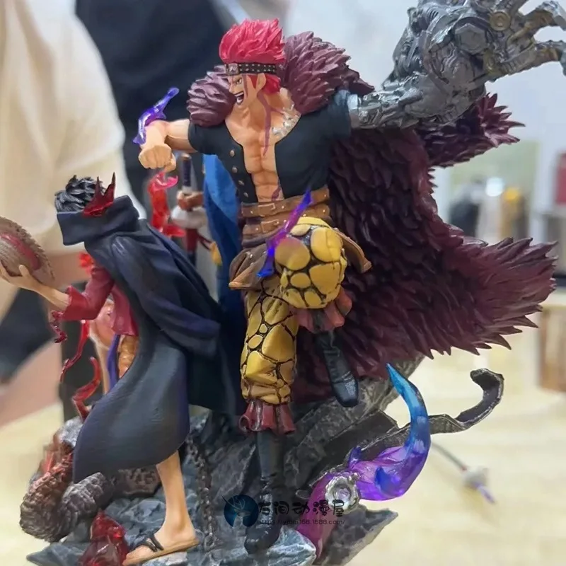 24cm One Pieced LX Ghost Island Anime Fighter Luffy Eustass Kid Law Three Captain GK Navigation King Model Statue Ornament