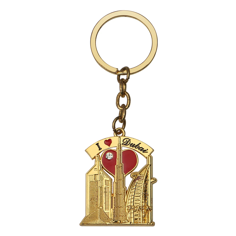 Metal hard enamel Key Chain Gold Plated 2d 3d Burj Khalifa Tower Keychain Custom