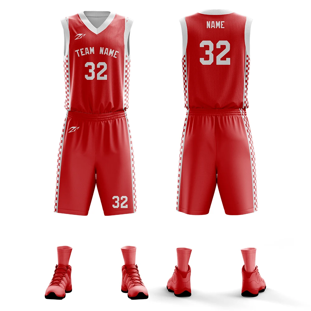 New style polyester sublimation logo basketball  uniform custom design black and red basketball jersey