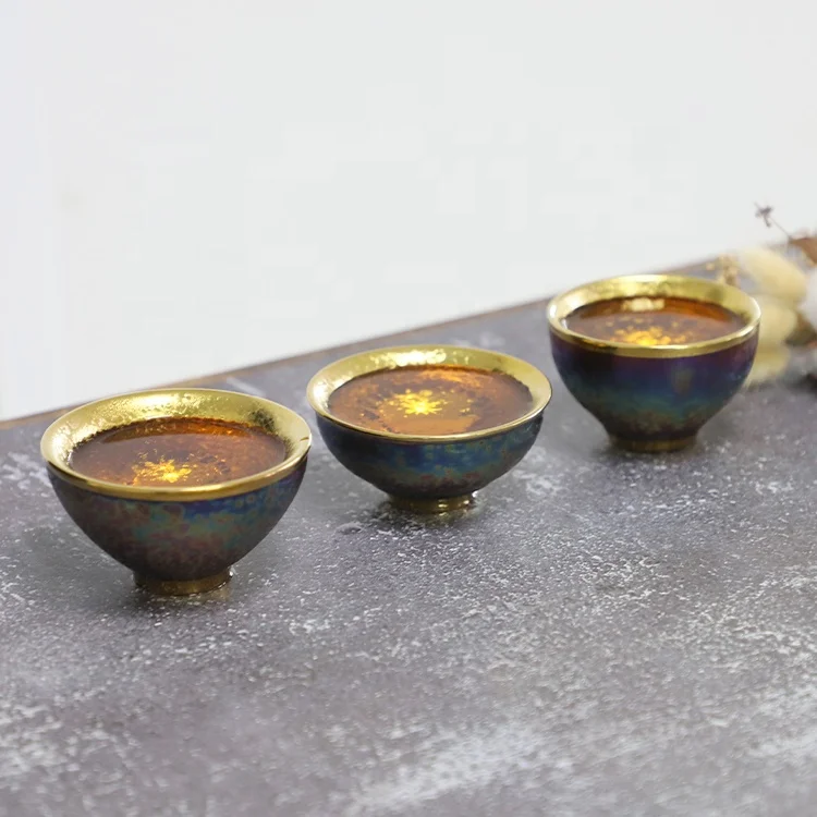 Honorable Gilt Jianzhan Cup 140ml Golden Chinese Ceramic Teacup Luxurious Packing