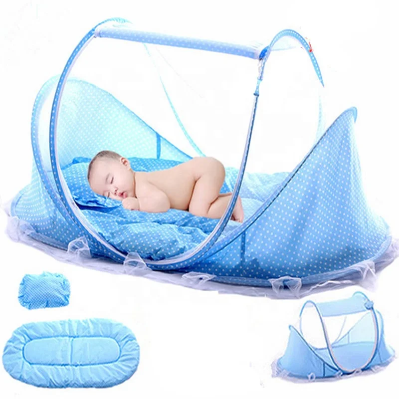 Mini Baby Bedding Crib Netting With Mattress Folding Baby Mosquito Nets Bed