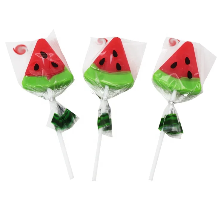 Wholesale custom colorful delicious candy Watermelon lollipop fruit flavored casual snacks for children