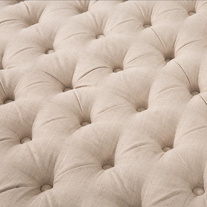 Home Furniture Luxury Velvet Tufted Upholstered Ottoman Hotel Shop Round Bench Fabric Seat Foot Stool