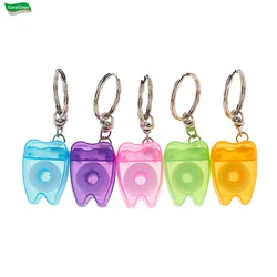 10 meters 15 meters Dental Floss Keychain Tooth Shape for Teeth Cleaning Easy to Carry
