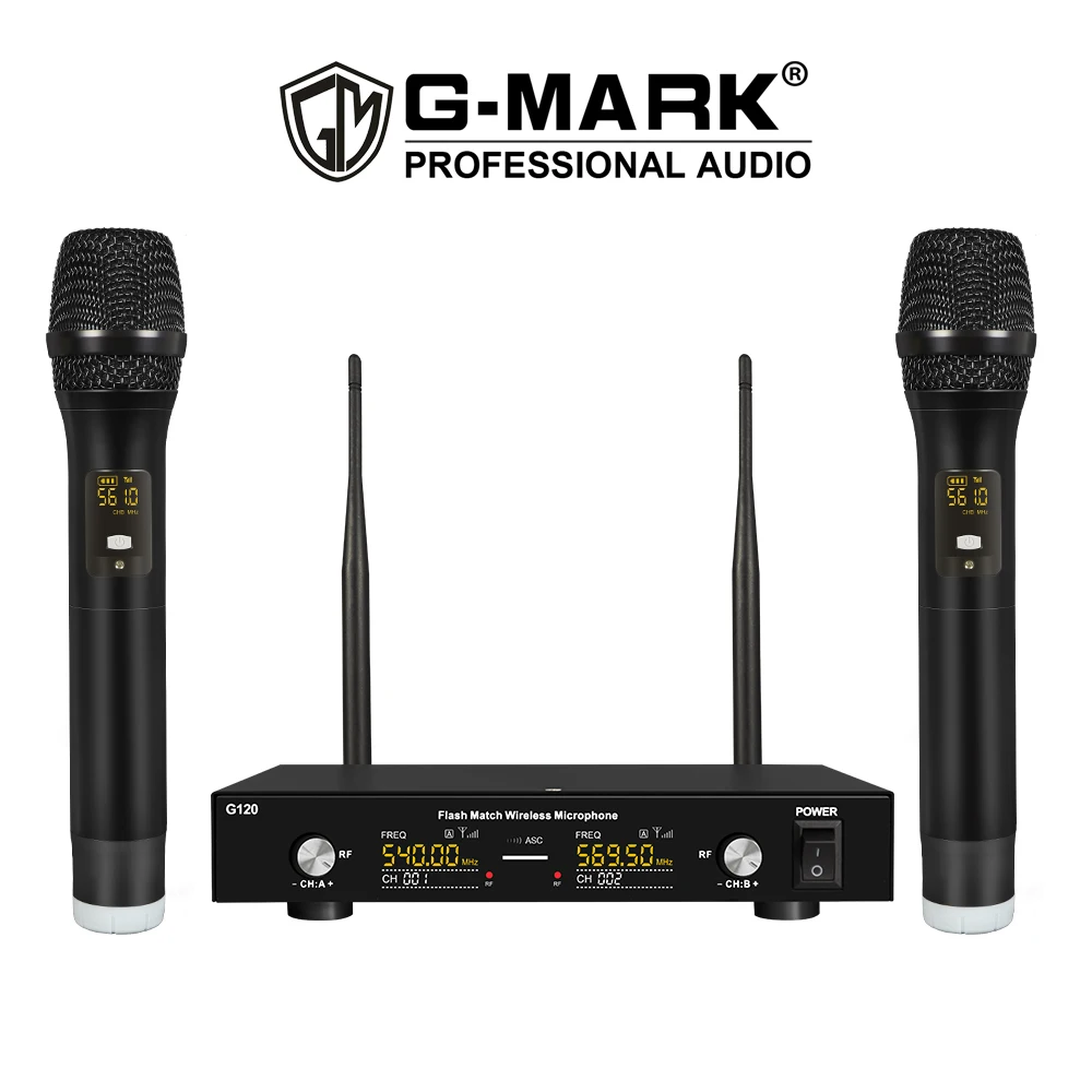 G-MARK G120 обеспечивает наилучшую производительность 50 м дальность работы: Профессиональный UHF двухканальная Беспроводная