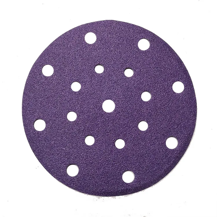 150mm purple Ceramic Alumina hook and loop sanding disc with 17holes for grinding car paint