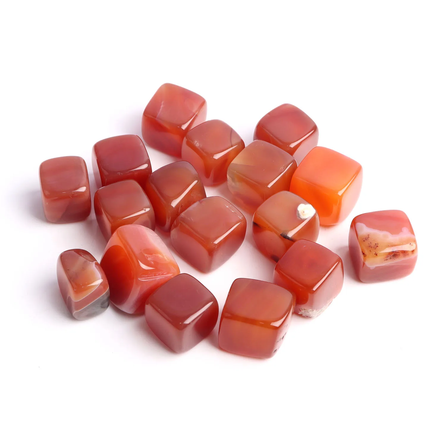Natural Quartz Mini Square Healing Tumbled Stone Red Agate Cube Crystal For Home Decoration Collection