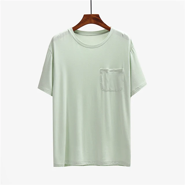 men blank bamboo fiber t shirt with pocket