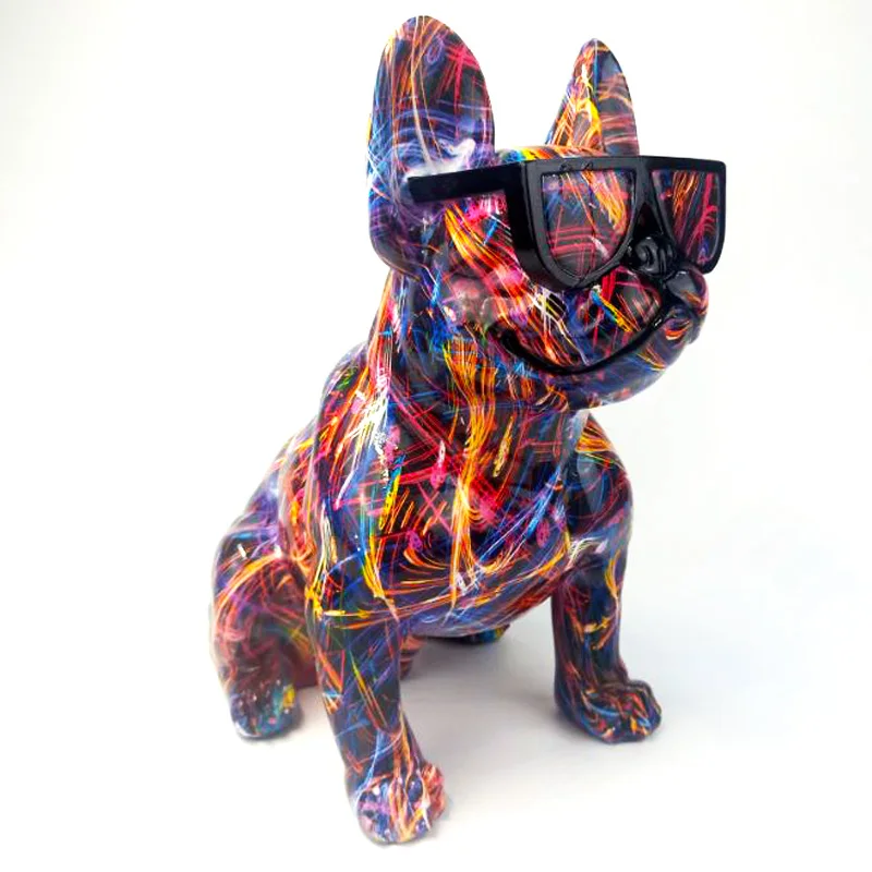 Nordic Modern Home Decor Crafts French Bulldog Statue Graffiti Bulldog Sculpture