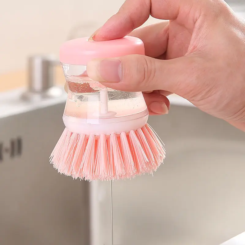 Kitchen Accessories Press Dispensing Liquid Detergent kitchen Cleaning Brush Kitchen Gadget Soap Brush