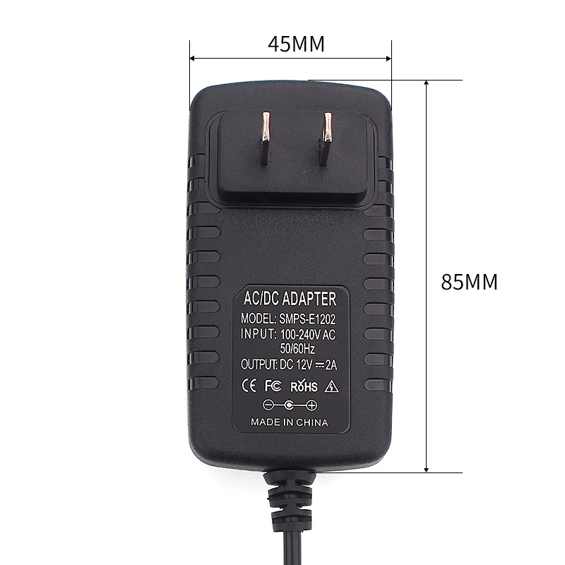 AC DC 100V-240V 50/60Hz 12V 2A 24W Plug In Connector Switching Power Adapter With US EU Plug For CCTV Accessories