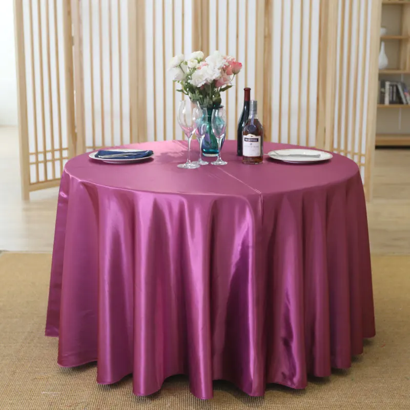 120 Inches Round Rose Gold Overlay Round Satin Bright Silk Smooth Fabric Decor for Banquet Decoration Table Cloth Wedding