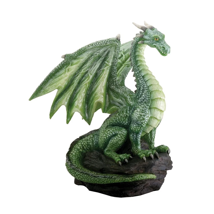 Customized handmade home decor tabletop fantasy resin green dragon figurine#
