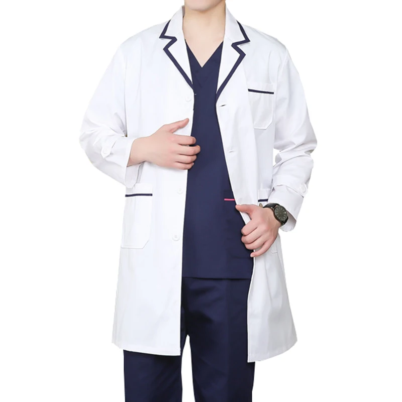 Lab Coat White Women Medical Nurse Embroidered Stretchable Short Sleeve Washable Uniform Doctors
