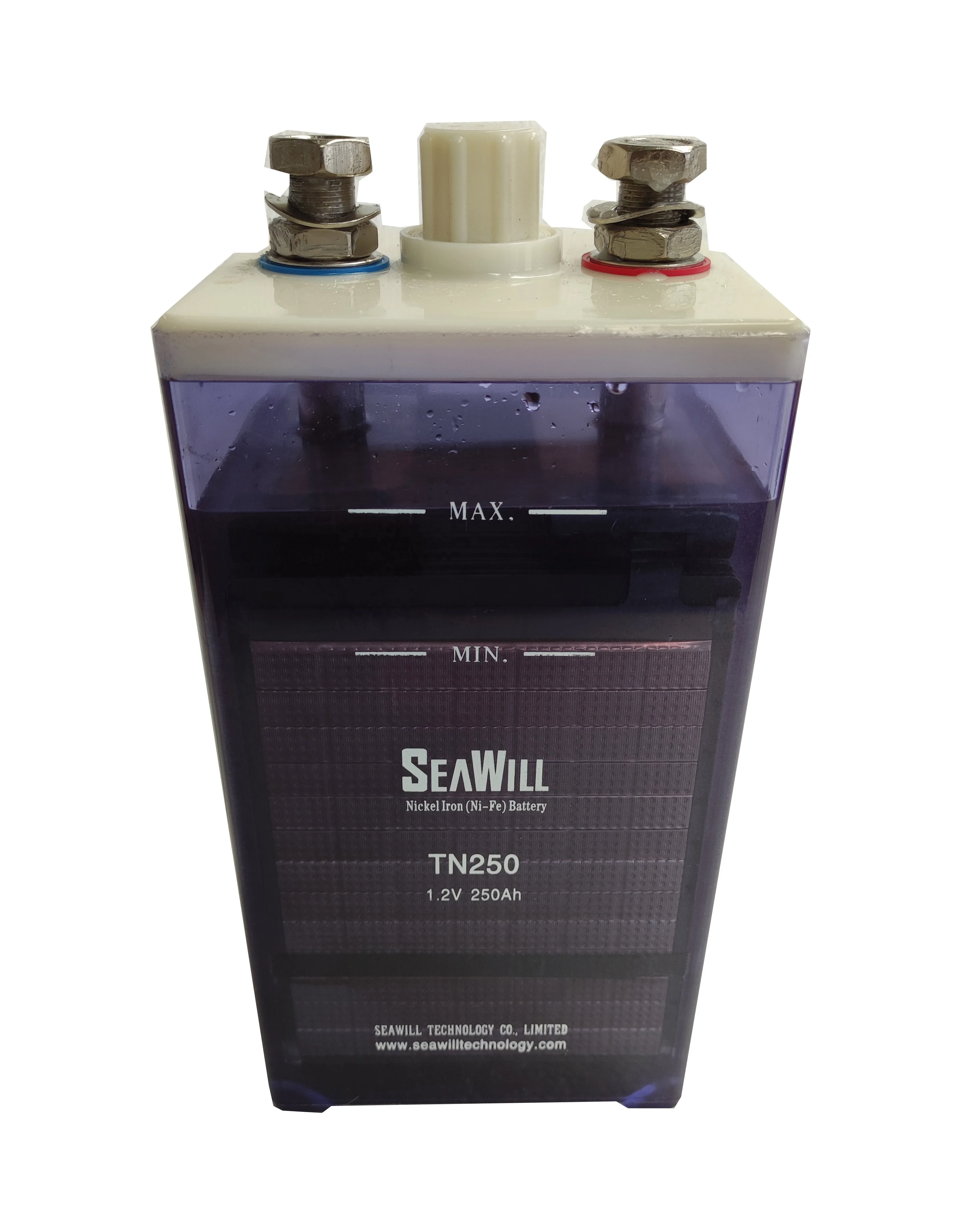 Rechargeable Nickel Iron NI Fe Battery 1.2v 250Ah TN250 With ABS case Blue Transparent Case.