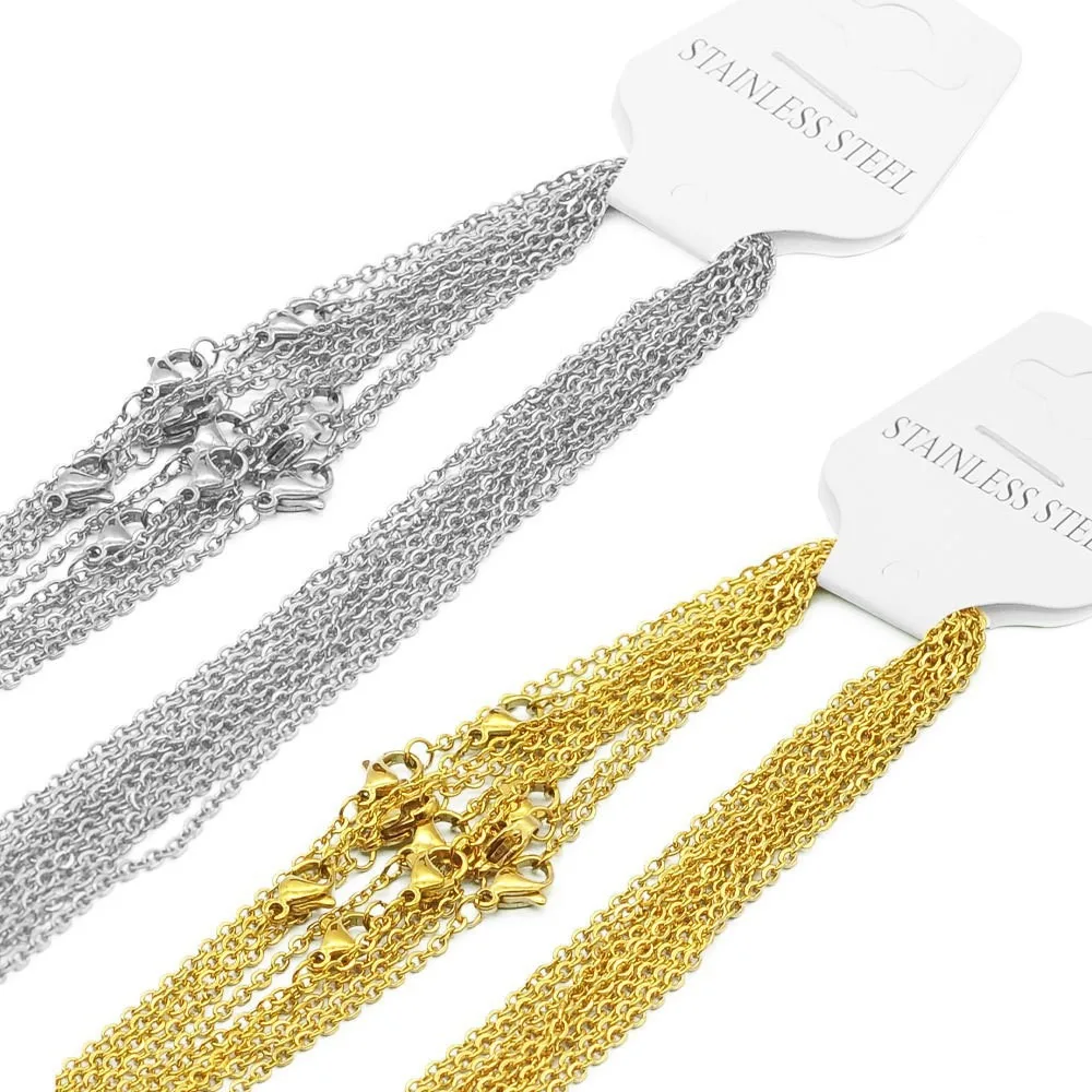 Necklace Chain Stainless Steel Link Cable Chain Necklace with Lobster Clasps for DIY Jewelry Making 18inch Gold Silver