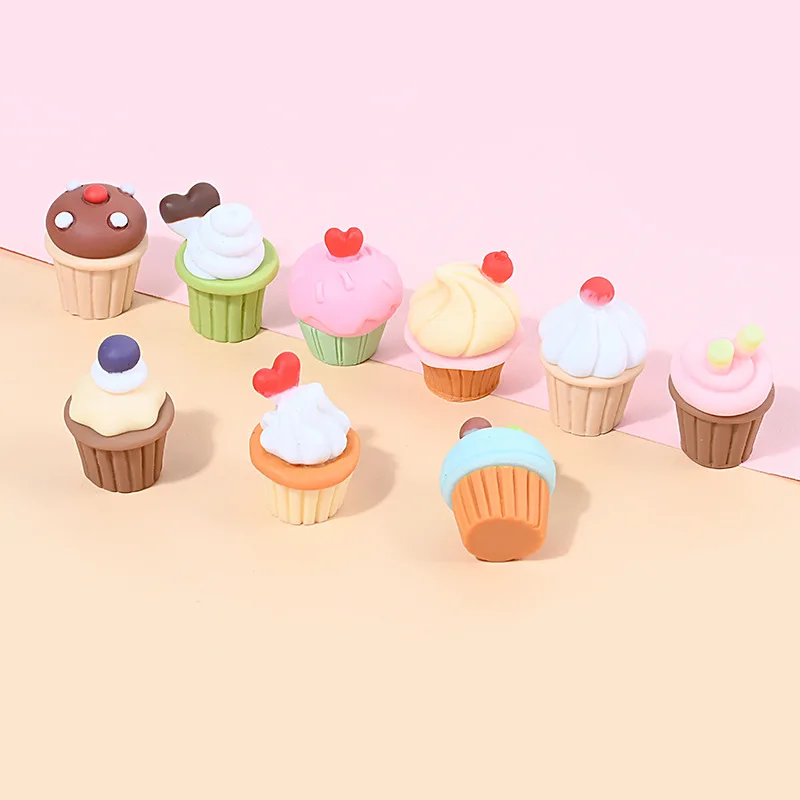 Wholesale Resin Charms Mini Cute Cup Cake For Slime Filler Kid DIY Mobile Phone Hair clip Keychain Decoration Craft