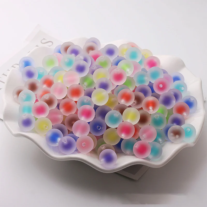 Wholesale 16mm Plastic Loose Beads Half Hole Jewelry Making Matt Surface Round Beads Frosted Acrylic Round Beads Mixed