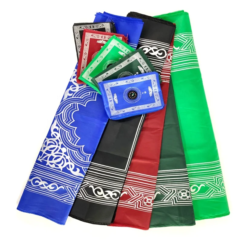 Pocket folding Prayer Mat Al Arabia Muslim  Rug Islamic Gift Muslim Portable Waterproof Praying Rug Portable with bag Compass