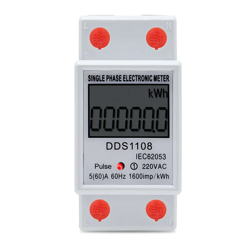 230V AC 50Hz 60A Electric Din Rail LCD Digital Display Power Consumption Meter Single Phase Energy Meter Watt Wattmeter kWh