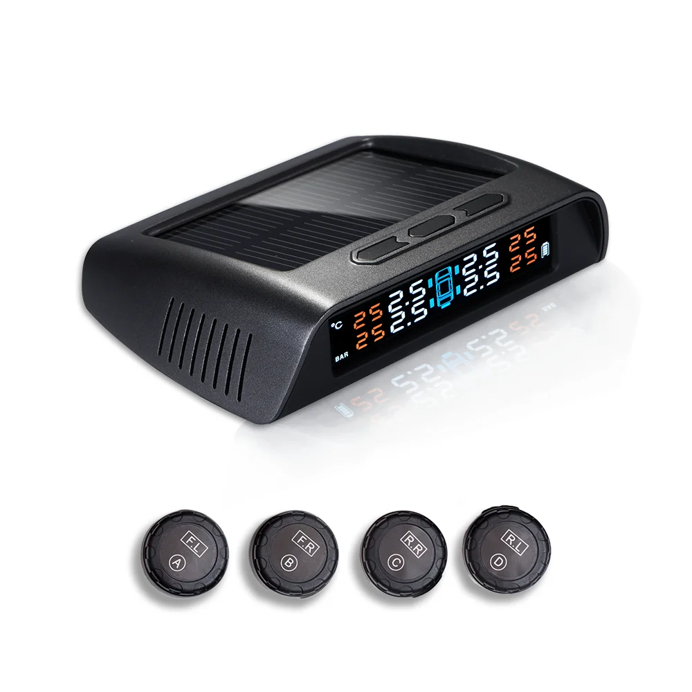Wireless Digital Tire Pressure Gauge with External Sensor in Center Console Tyre Tube Pressure Monitor System TPMS