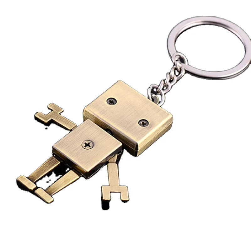 Creative Mobile Robot Cartoon Key Chain Pendant Metal Key Chain Wholesale Foreign Trade
