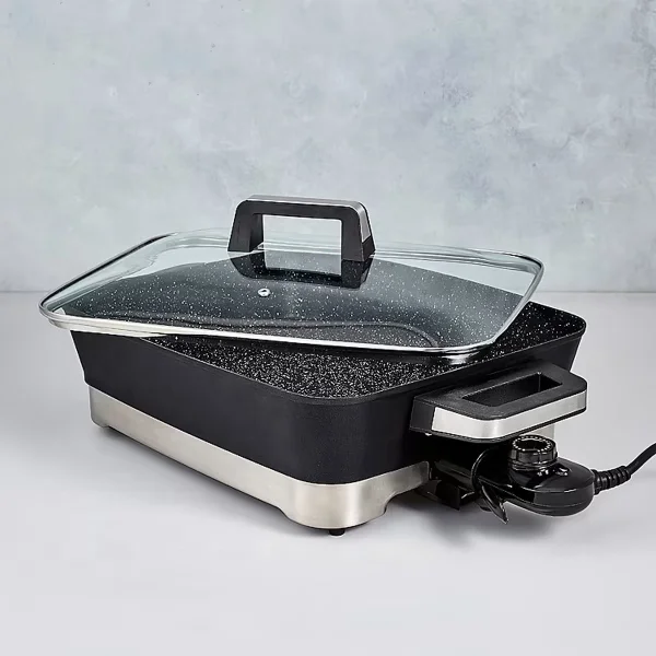 Chinese Indoor Home Die Casting Pot Aluminum Non Stick Frying Pan Electric Skillet With Lid