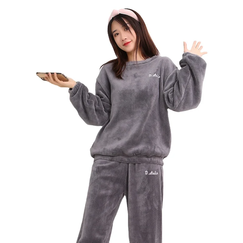Заводская цена осень зима Женская Коралловая флисовая Домашняя одежда комплект пижамы зимние плотные теплые женские фланелевые