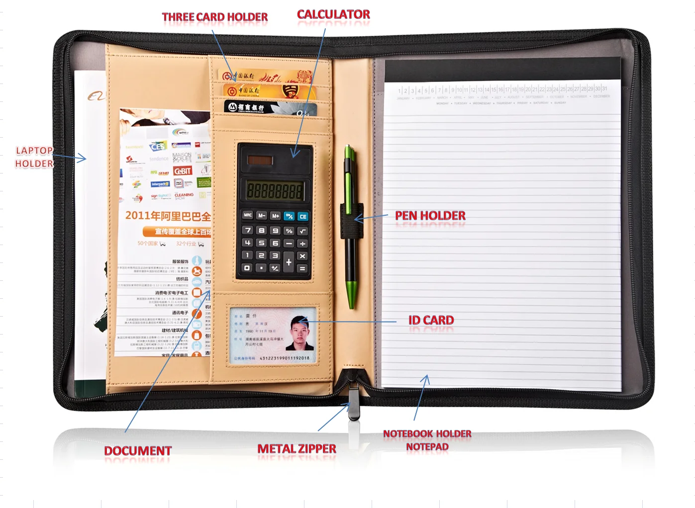 
Business Office Conference Document Organizer A4 Calculator Portfolio With Handle 