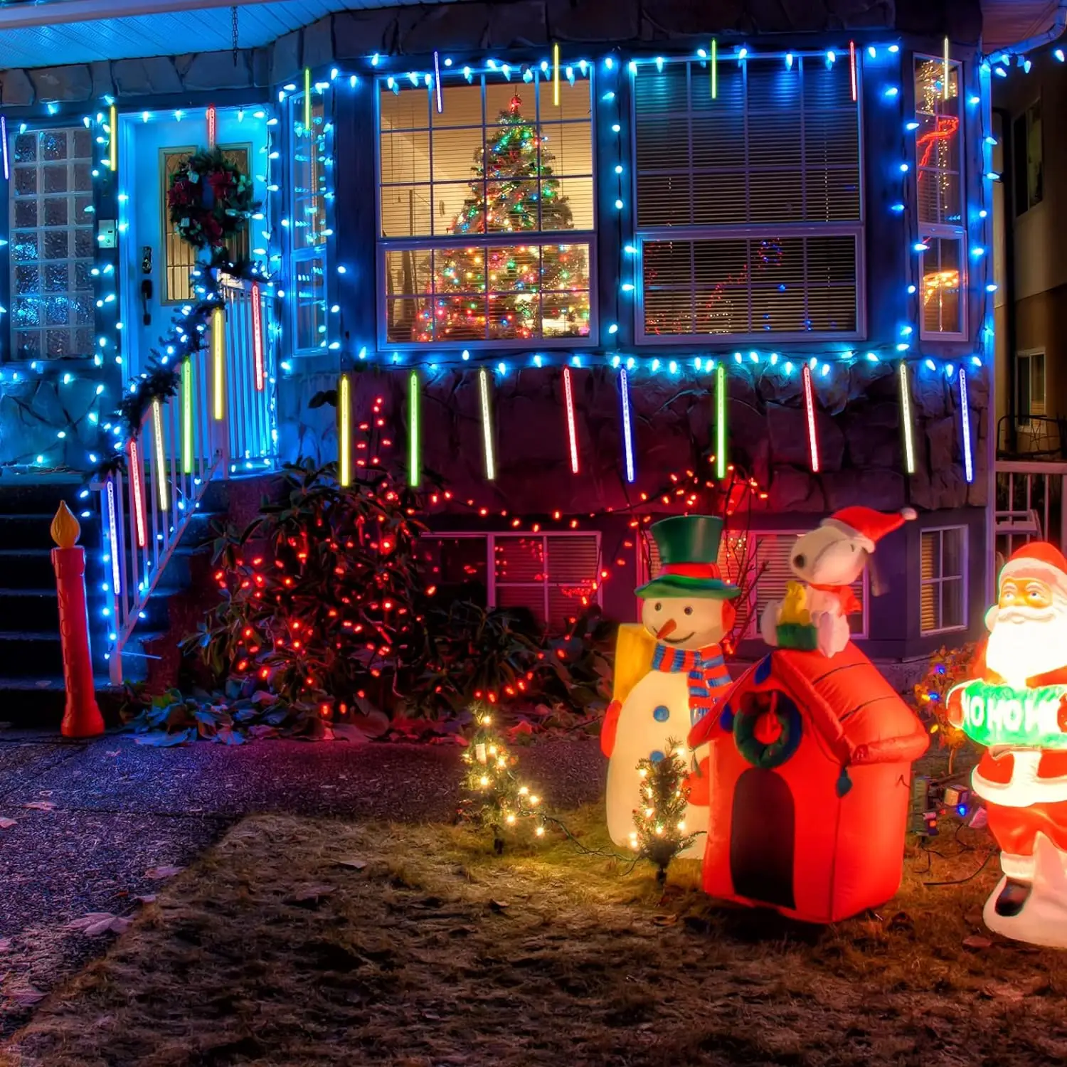 IP65 Водонепроницаемые светодиодные лампы для метеоритного дождя белые сосульки снег падение и сказочные огни ландшафтного ПК материал корпуса