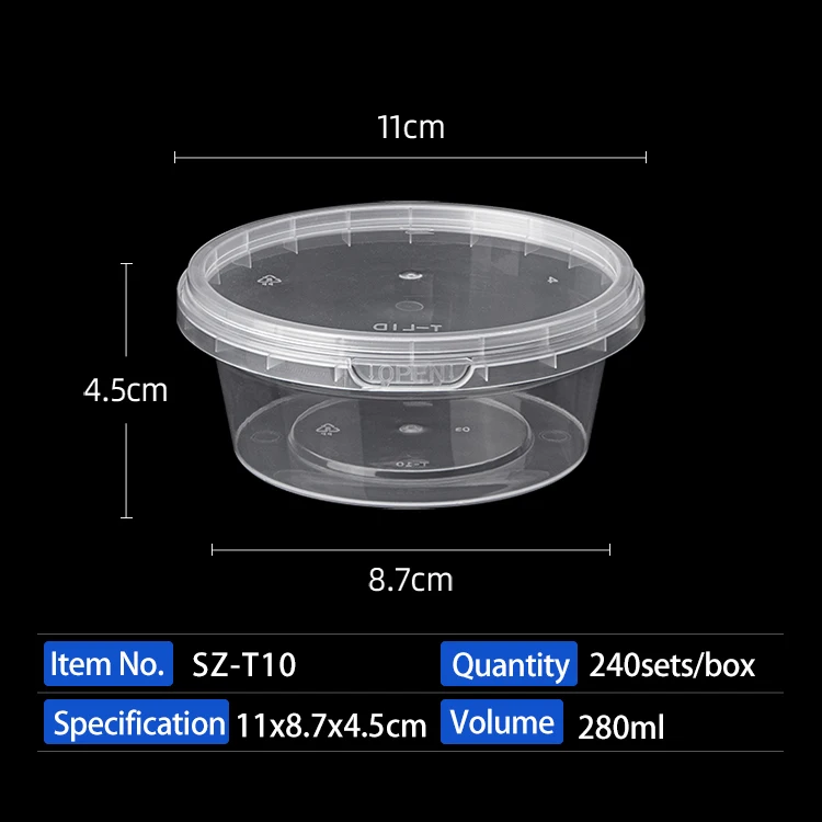 DG High Quality Round Disposable Plastic Take Away Food Container With Lid Microwave Tamper Evident Deli Cup
