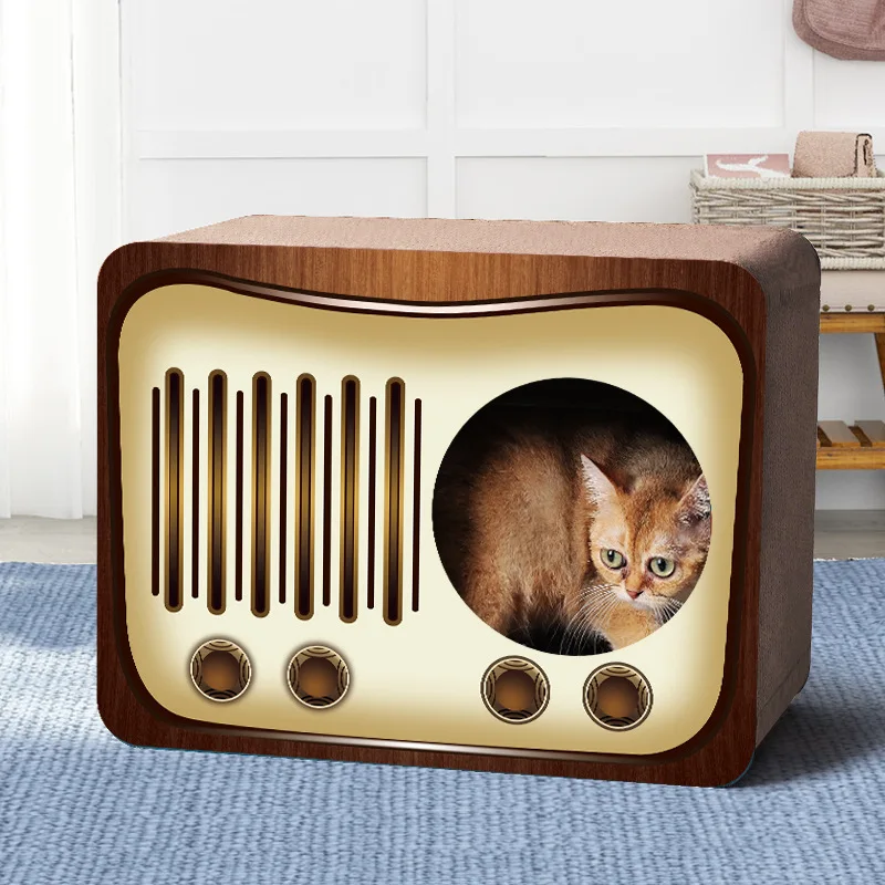 Little Guy Cat Creative Scratch Toy Scratching Radio/Oven/TV Shape Cat Scratcher Cardboard Custom Pad