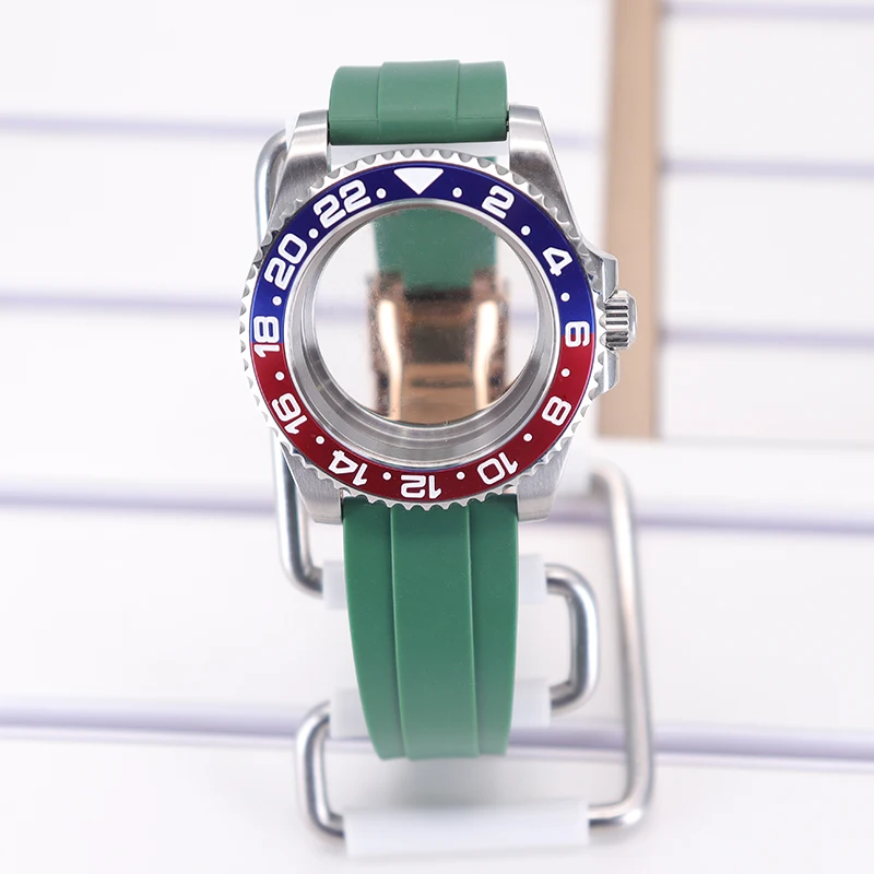 Wholesale stainless steel 40mm nh35 watch case rubber watchbands gmt parts For Seiko NH35 NH36 Eta 2824 Miyota 8215 Movement